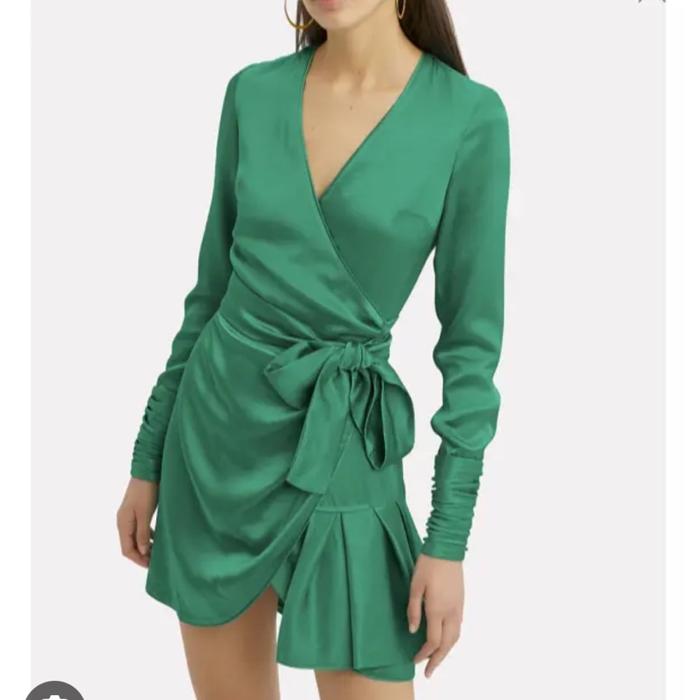 Alexis x Intermix NWT Emerald green satin wrap dress